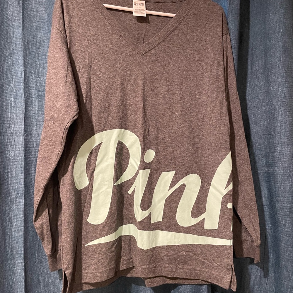 PINK Victoria's Secret Brown Long Sleeve Tee
